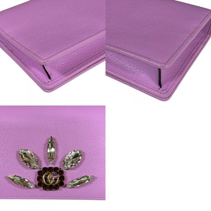 Gucci Crystal Bijoux GG Marmont Shoulder Bag Leather 499782 Pink Ladies Gucci