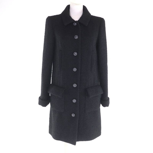 Chanel Lined with 100% Silk Tweed Coat Coco Mark Buttons Wool