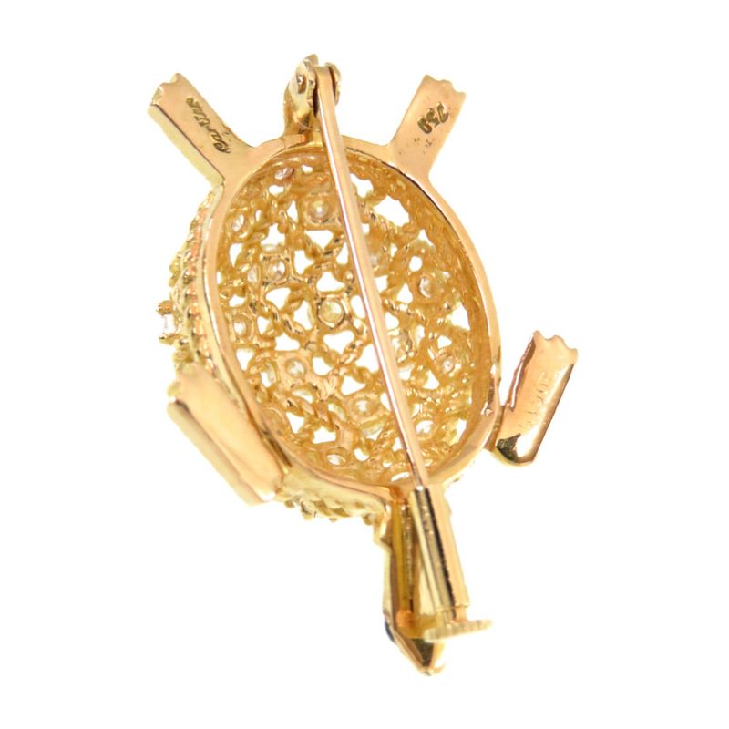Cartier Turtle 750yg Diamond/sapphire Brooch 18K Yellow Gold/diamond/sapphire