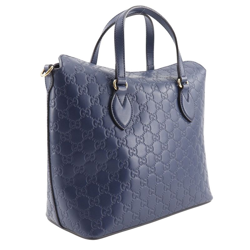 Gucci GG 428226 Striped Leather Navy Blue Unisex Handbag