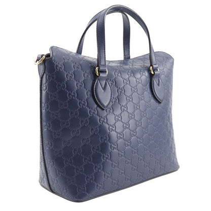 Gucci GG 428226 Striped Leather Navy Blue Unisex Handbag