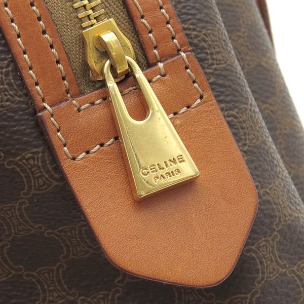 Celine Handbag Macadam Half Moon PVC Leather Brown Gold Hardware Brown Mini