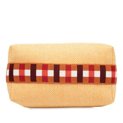 Hermes Brid A Black Au Carre PM Handbag Pouch Fauve Silver Hardware Cotton