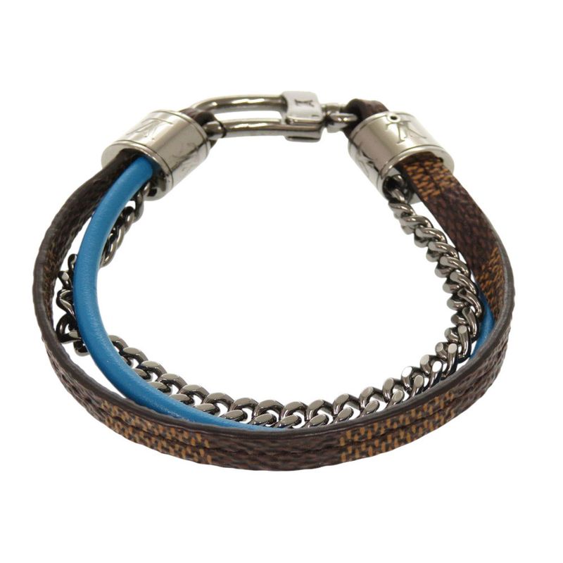 Louis Vuitton Bra Scuff LV Treble Damier Leather Brown Blue Bracelet LV 0002