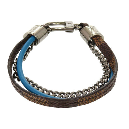 Louis Vuitton Bra Scuff LV Treble Damier Leather Brown Blue Bracelet LV 0002