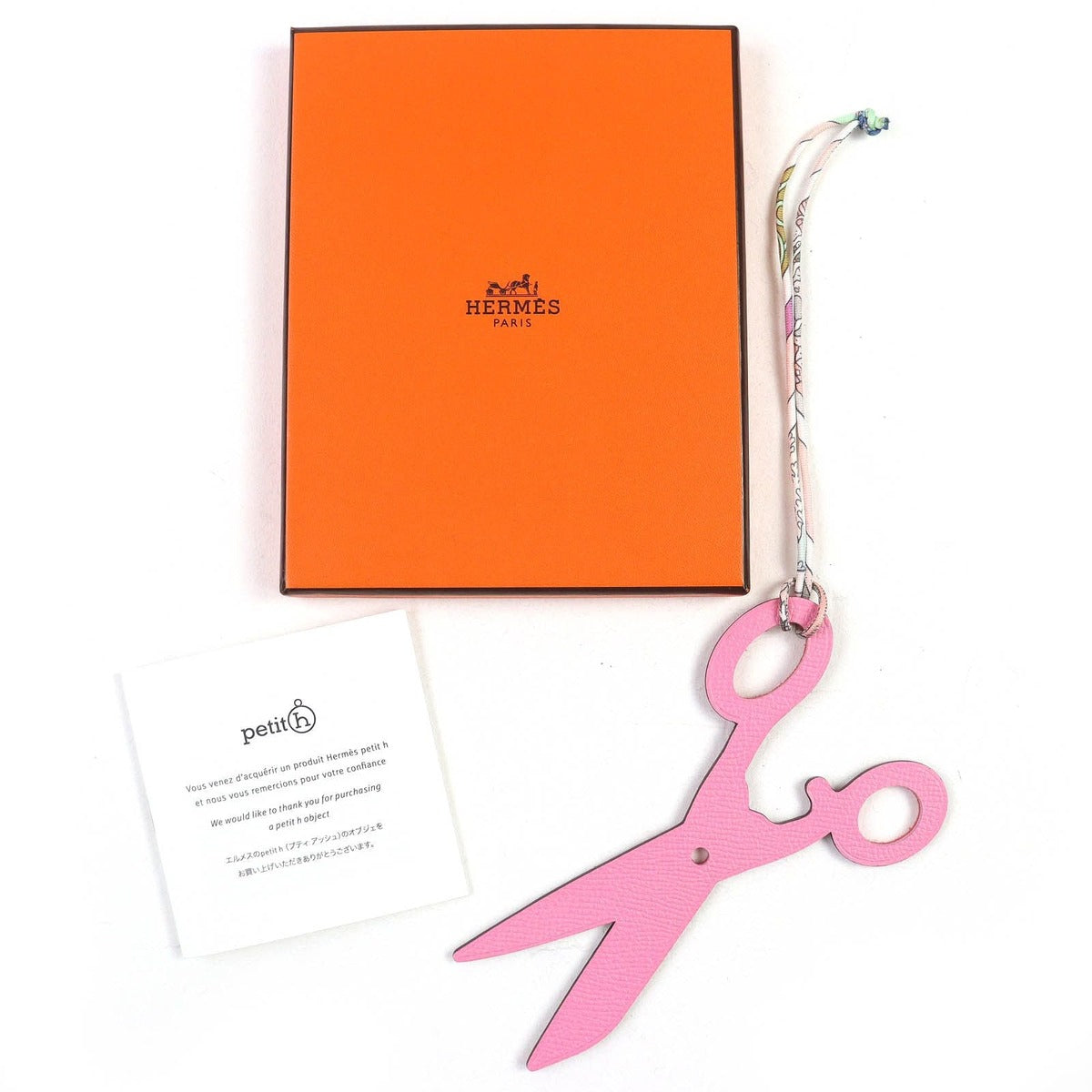 Hermes Petit Ache Leather Scissors Scissor Bag Charm Pink Red Box — view 2
