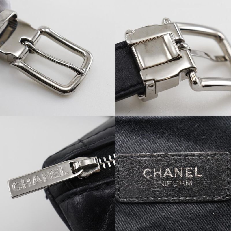 Chanel Matelasse Belt Bag Uniform Lambskin Black Women's Waist Bag