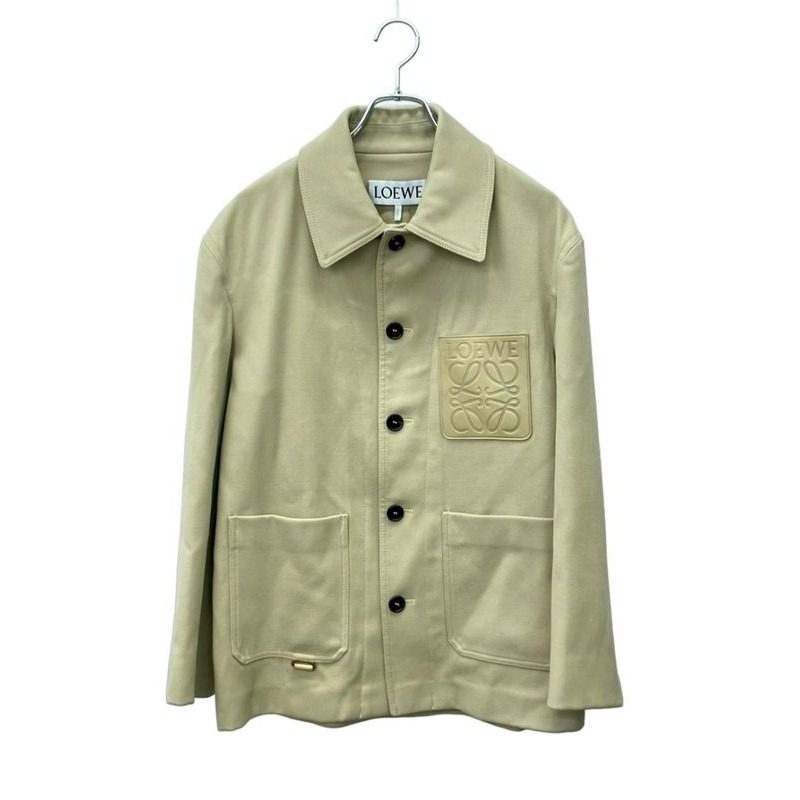 Loewe Jacket Combo Anagram Logo Leather Patch Wool Workwear 46