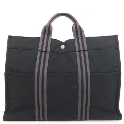 Hermes Fourre Tout MM Black Silver Cotton Tote Bag