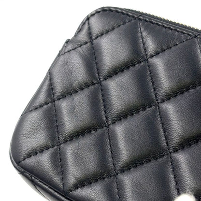 Chanel Matelasse W Zipper Chain Wallet Matelasse Serial No 22 Lambskin Black