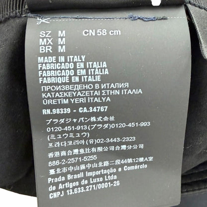 Prada Re-Nylon Leather Triangle Logo Bucket Hat Black — view 11