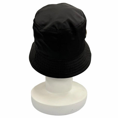 Prada Re-Nylon Leather Triangle Logo Bucket Hat Black — view 5