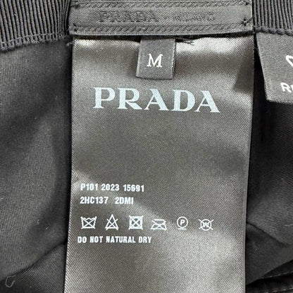Prada Re-Nylon Leather Triangle Logo Bucket Hat Black — view 9