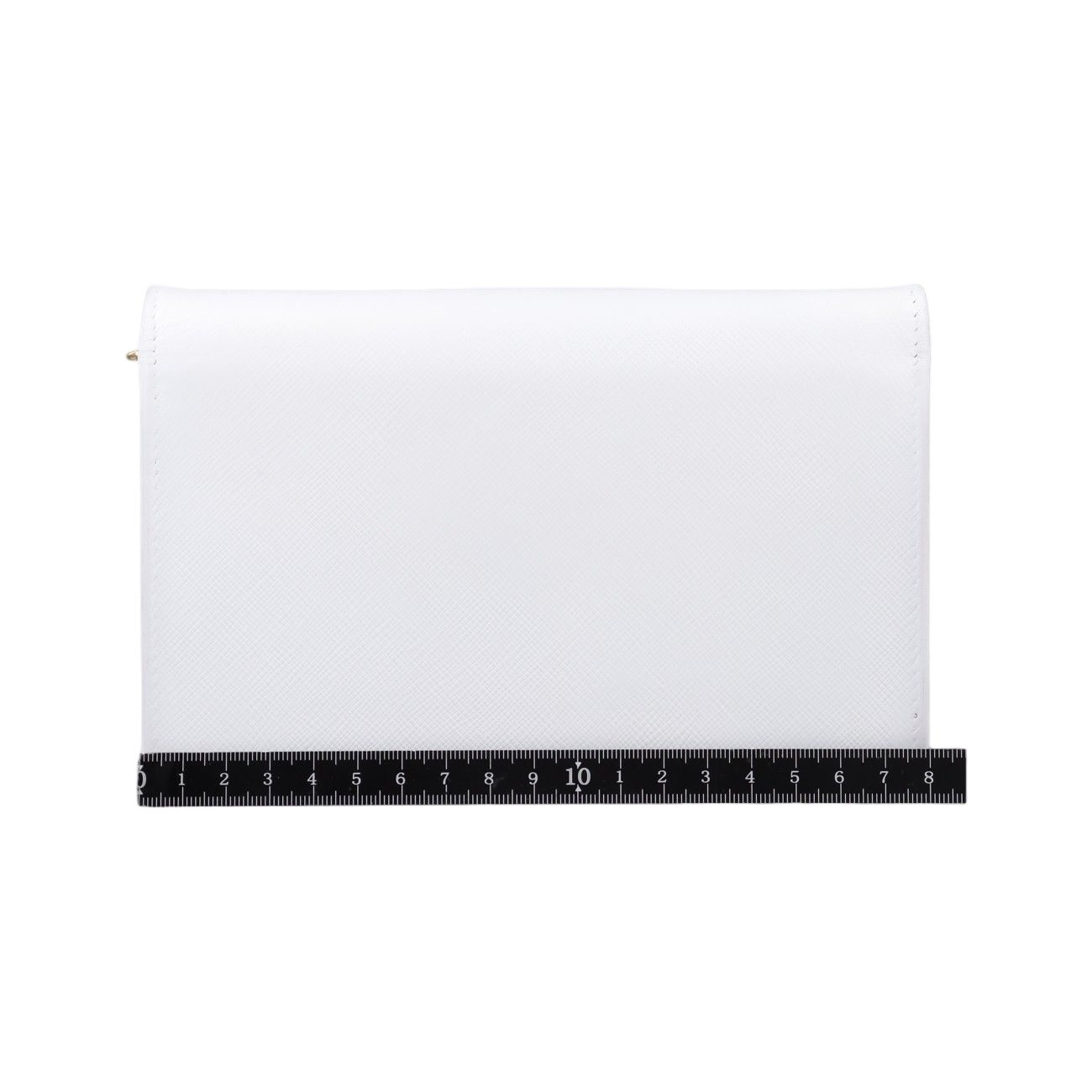 Prada Triangle Logo White Saffiano Leather Messenger Bag — view 2