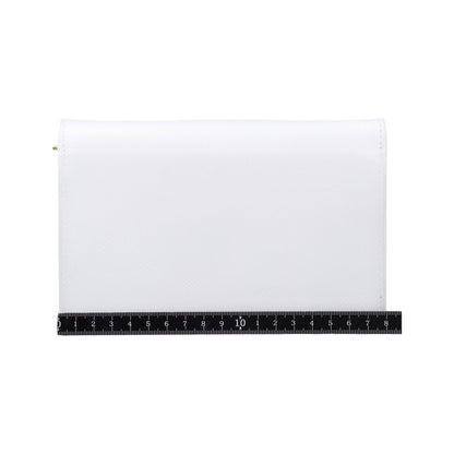 Prada Triangle Logo White Saffiano Leather Messenger Bag — view 2