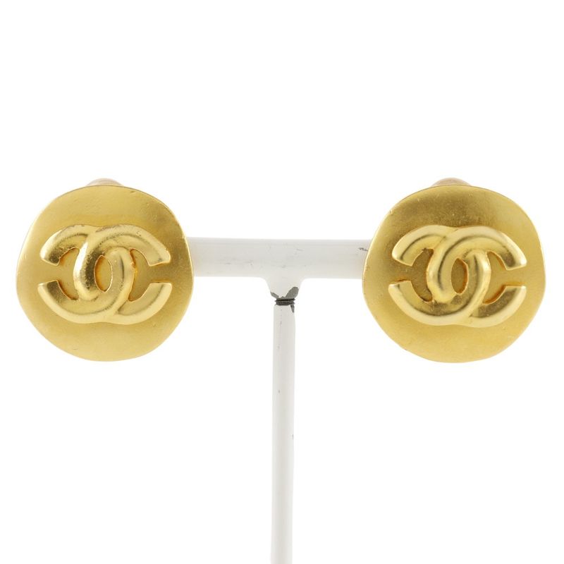 Chanel Coco Mark Vintage Gold Plated 96P Ladies 20.9g Earring