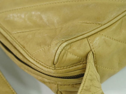 Authentic Chanel Coco Mark Tassel Shoulder Bag Pochette Lambskin Leather Beige