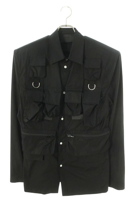 Prada Ugi267 1XV2 F0002 Multi Pocket Tech Shirt Jacket Men's 46