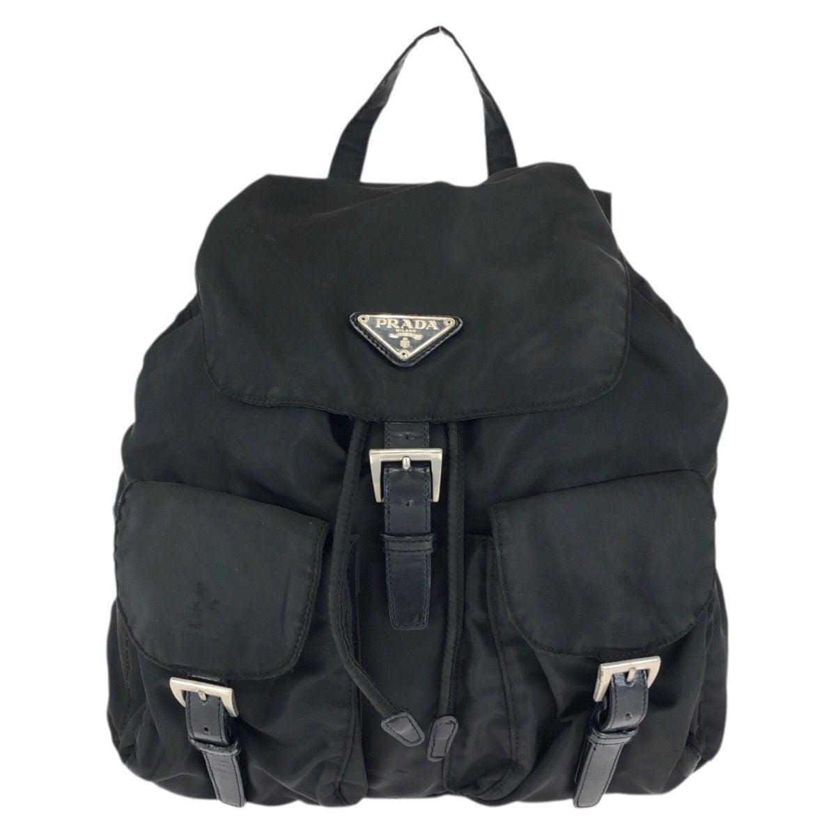 Prada Tessuto Black Silver Nylon Leather Backpack