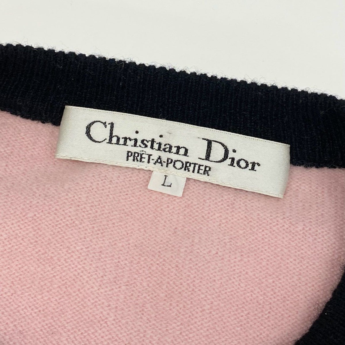 Dior Vintage Cashmere Knit Rhinestone Logo Cardigan — view 6