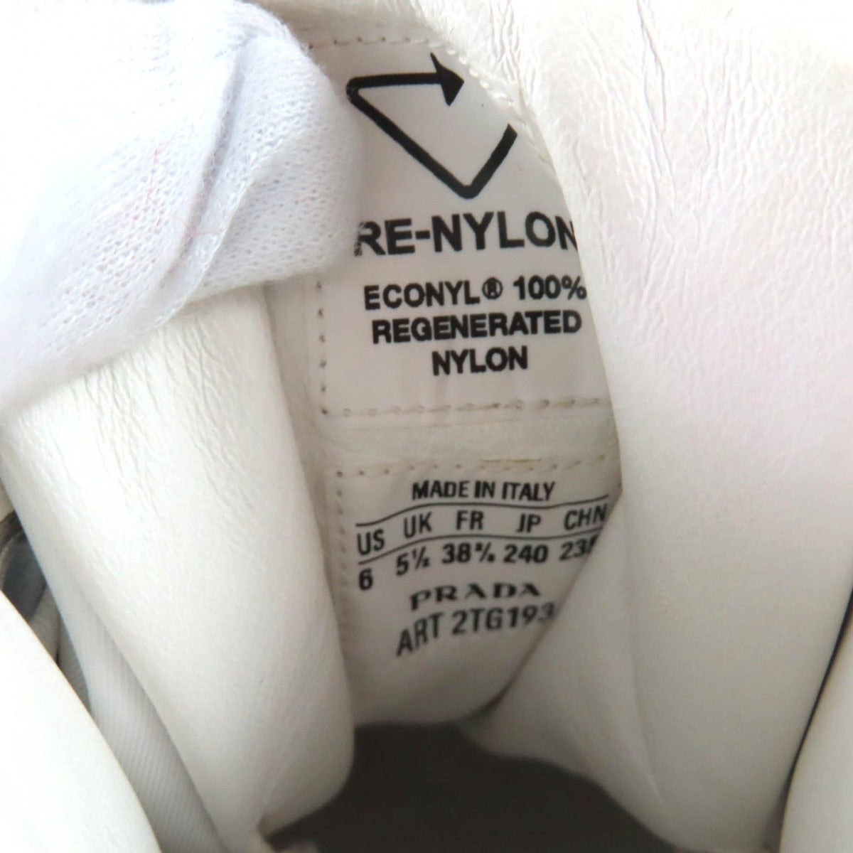 Prada Triangle Plate High Cut Sneakers with Re-Nylon Pouch White 24 — view 11