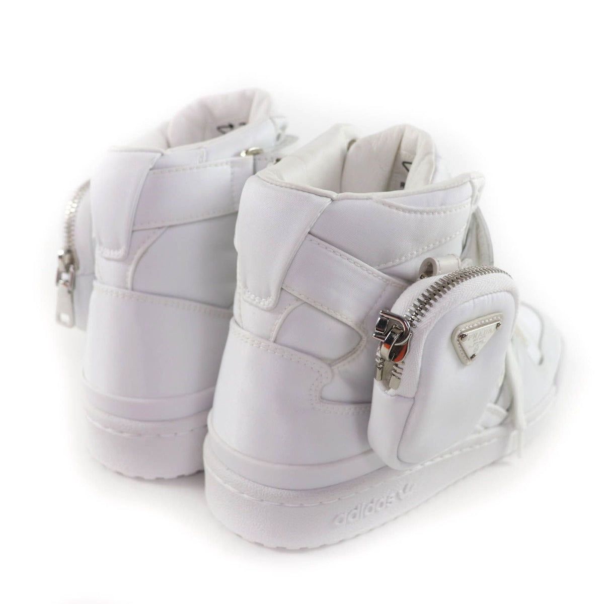 Prada Triangle Plate High Cut Sneakers with Re-Nylon Pouch White 24 — view 2