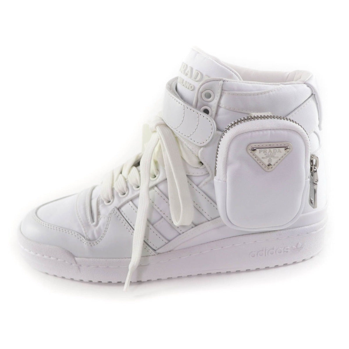 Prada Triangle Plate High Cut Sneakers with Re-Nylon Pouch White 24 — view 4