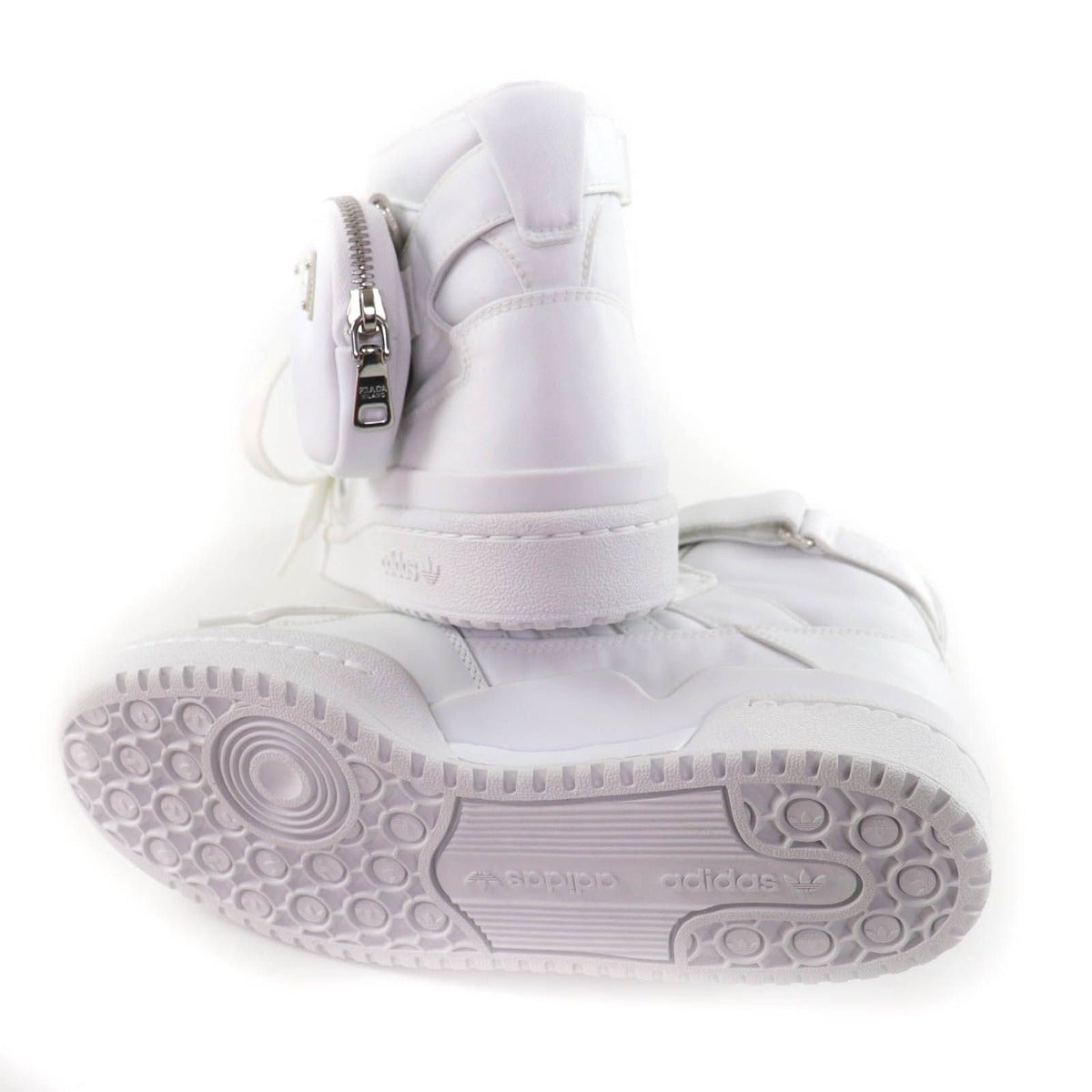 Prada Triangle Plate High Cut Sneakers with Re-Nylon Pouch White 24 — view 6