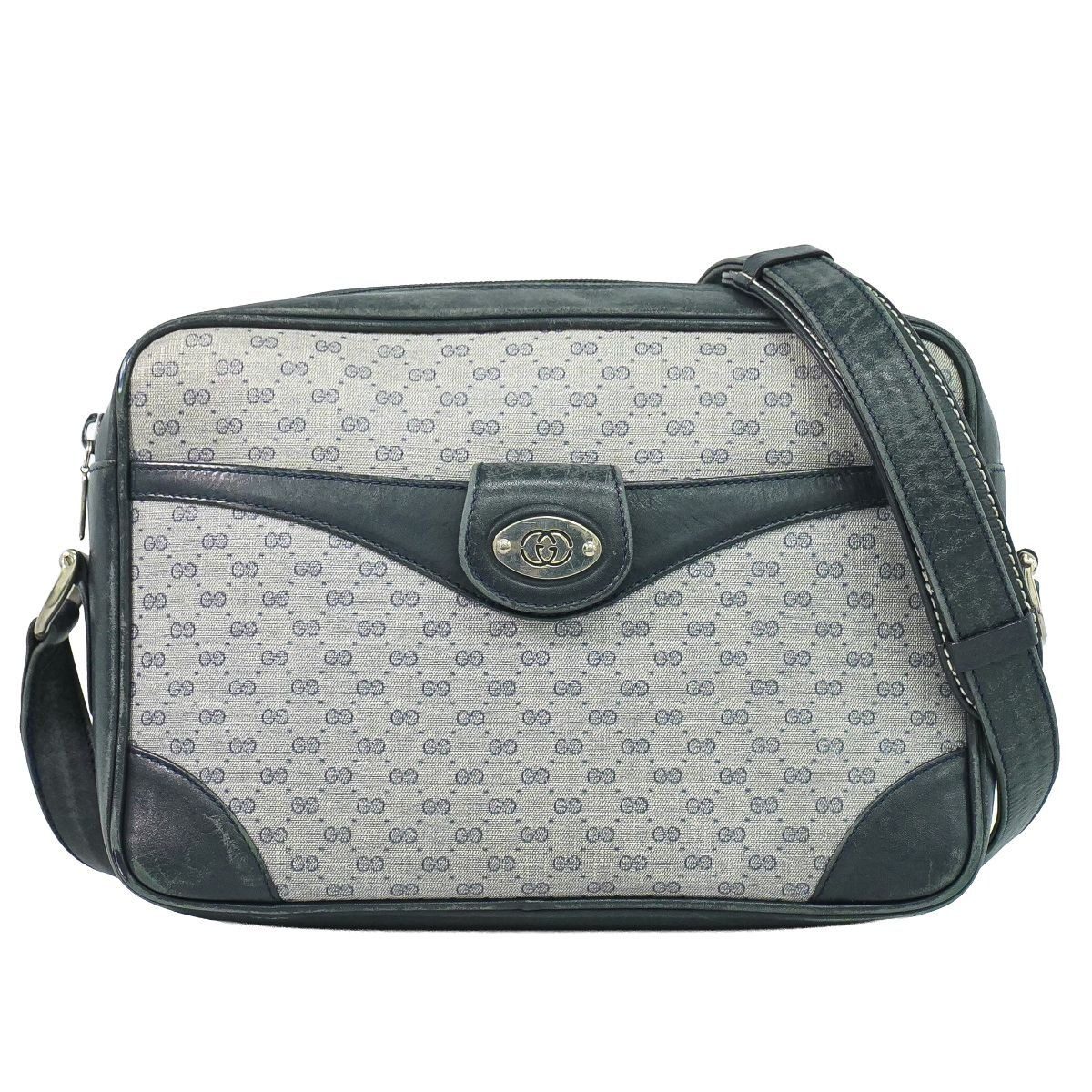 Gucci Vintage Micro GG Shoulder Bag Pochette Gray Navy