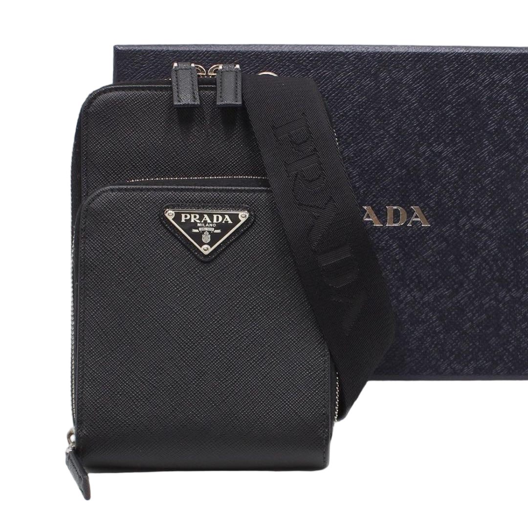 Prada Saffiano Smartphone Shoulder Phone Pouch Pochette