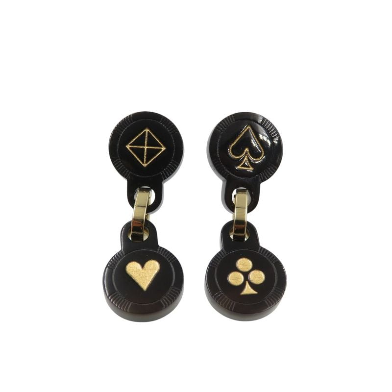 Hermes Fete Vos Joux Earrings Trump Motif Buffalo Horn Metal Black