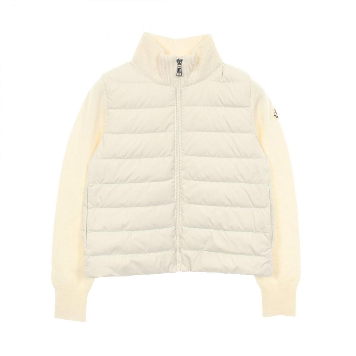 Moncler Down Jacket Knit Contrast Kids Ivory Wool