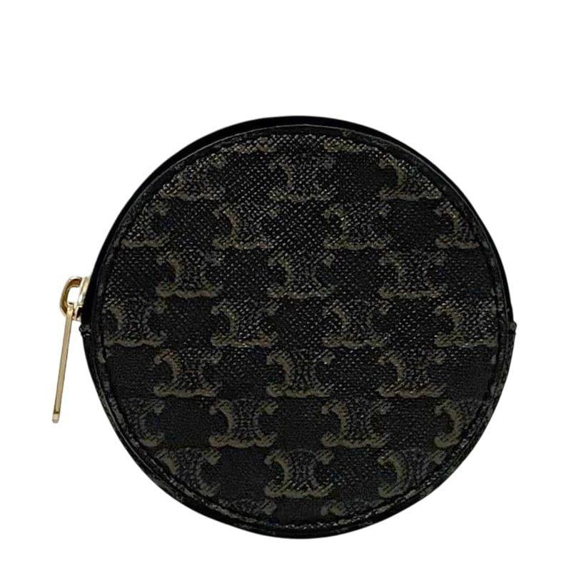 Celine Coin Case Black Triomphe 10 D22 Bq3.38 no
