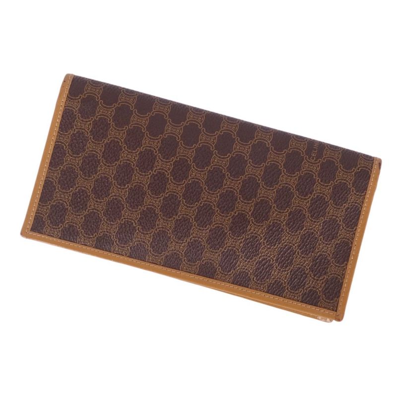 Vintage Celine Wallet Long Wallet Macadam Pattern Leather Women's Made In Italy