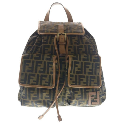 Fendi Zucca Backpack Brown Nylon Leather