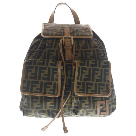 Fendi Zucca Backpack Brown Nylon Leather