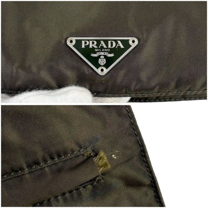 Prada Triangle Logo Shoulder Bag Khaki Tessuto — view 12