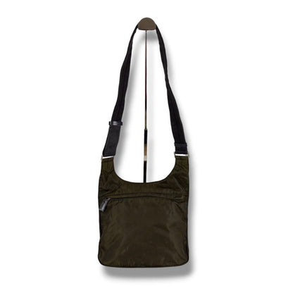 Prada Triangle Logo Shoulder Bag Khaki Tessuto — view 4