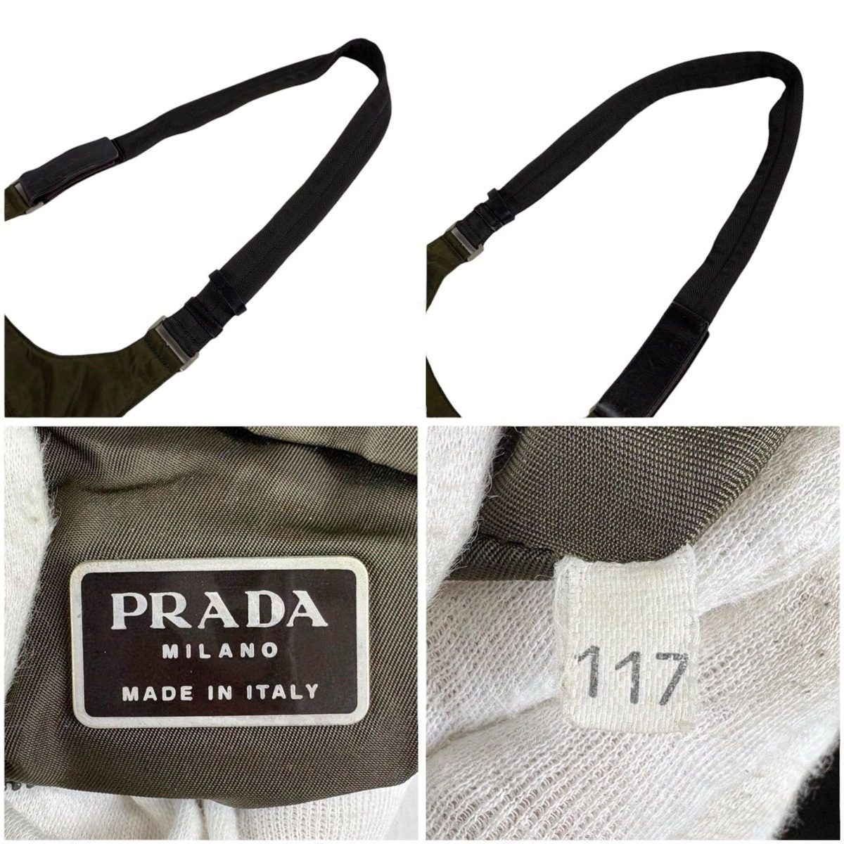 Prada Triangle Logo Shoulder Bag Khaki Tessuto — view 8