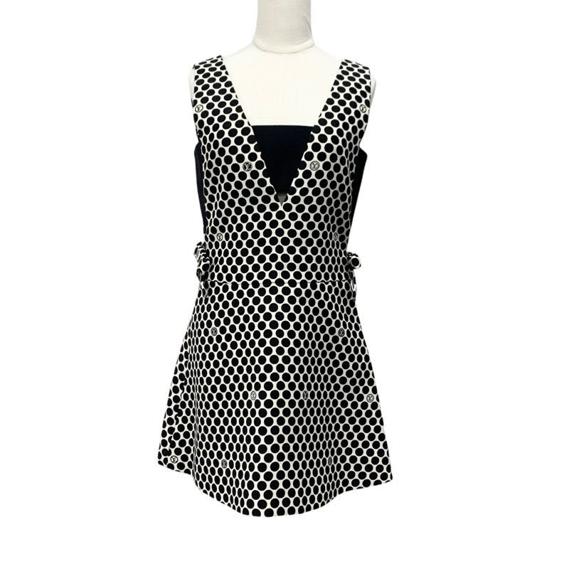 Louis Vuitton Dress Black White Dot Ribbon Sleeveless