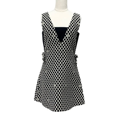 Louis Vuitton Dress Black White Dot Ribbon Sleeveless