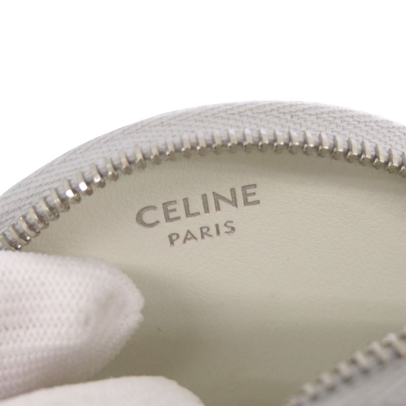 Celine Triomphe Leather Silver Coin Case 0117 Celine
