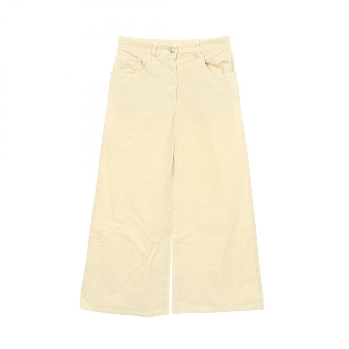 Chanel Pants CC Logo Button Yellow Cotton