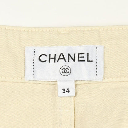 Chanel Pants CC Logo Button Yellow Cotton — view 3