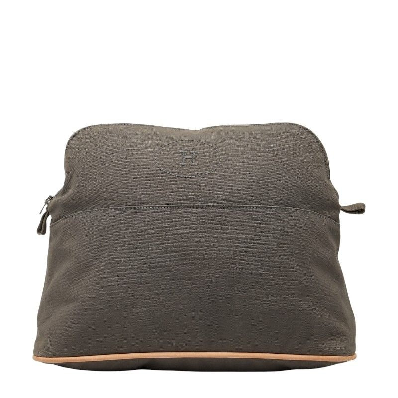 Hermes Bolide Pouch GM Gray Brown Cotton