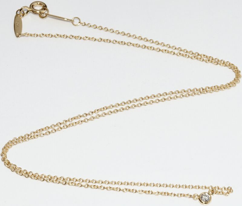 Tiffany & Co Pendant Necklace 18K Yellow Gold Diamond 1P (005ct) Elsa Peretti