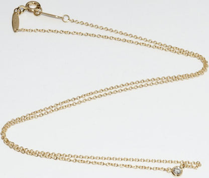 Tiffany & Co Pendant Necklace 18K Yellow Gold Diamond 1P (005ct) Elsa Peretti