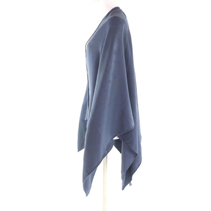 Hermes Cashmere Silk Blend Exlibris Poncho Cape Navy Jacket — view 2