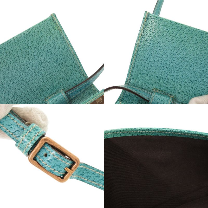 Gucci Bamboo 117594 GG Canvas Blue Beige Shoulder Bag 0447 Gucci