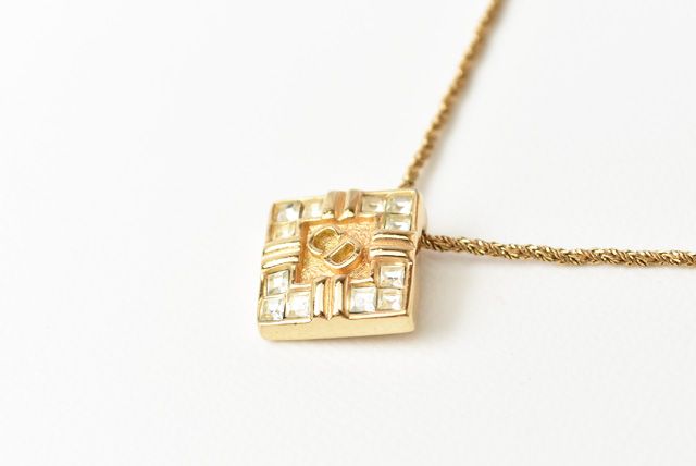 Christian Dior Necklace Vintage Square Gold